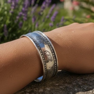 Handmade Silver Elephant Cuff Bracelet, Adjustable Tribal Bangle for Women, Engraved Elephant Design Boho Jewelry, Ethnic Gift from India