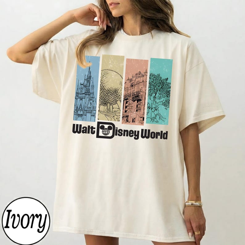 Retro Walt Disney World-skjorta, vintage Magic Kingdom Epcot Hollywood Studios Animal Kingdom-skjorta, matchande Disneyworld-tröja för familjesemester bild 1