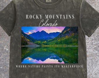 Vintage Rocky Mountains Colorado Shirt, National Park Outdoor Tee, Comfort Colors Vintage Tee, Nature Masterpiece Graphic Shirt, Hiking Tee