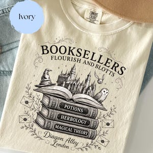 Flourish Blotts Shirt, Comfort Color Shirt, Wizard House Tee , Wizard Ghost T-Shirt, Magical Castle Top, Book Lover Gift