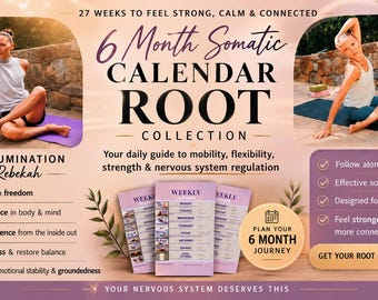 6 månaders somatisk yoga-wellnesskalender (interaktiv digital nedladdning)