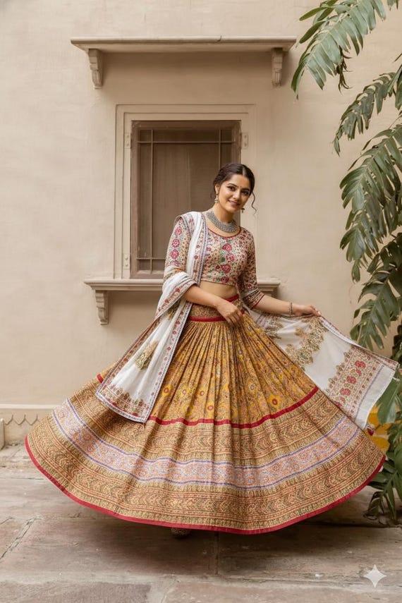 gopi dress blouse design Vrindavan Dress, Indian Skirt Set (size 30-38 Inches) Mayapur iskcon Size:Medium* long women summer dresses Leely Women Ivory Satin