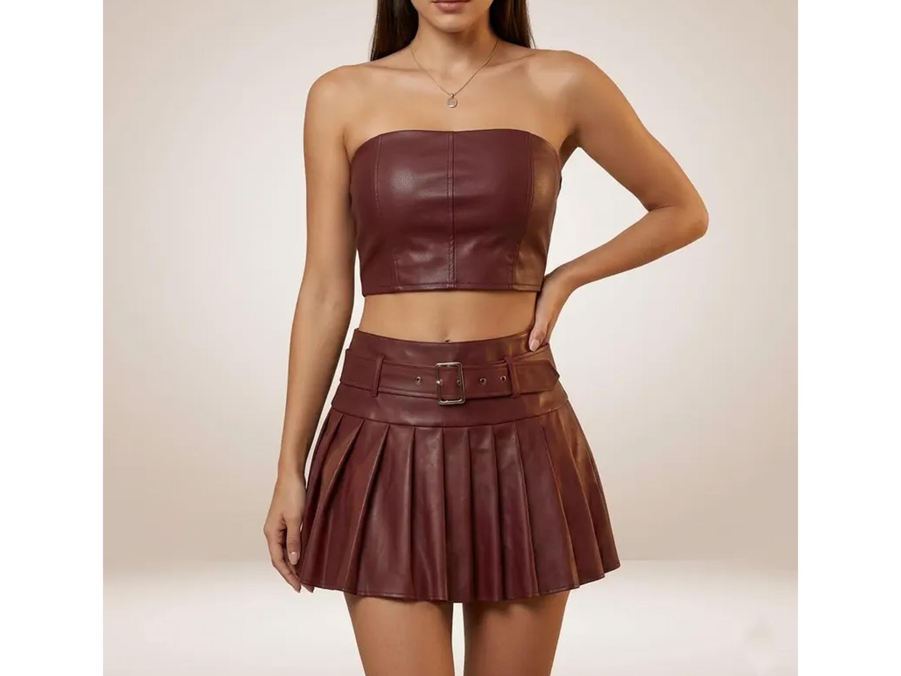 Brown Pleated Dress - Etsy