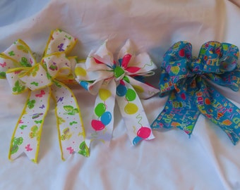 3 Birthday Bows  Handmade