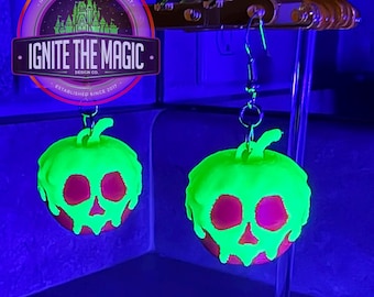 Glow in the Dark Poison Apple Earrings – Sterling Silver, Disney Villain