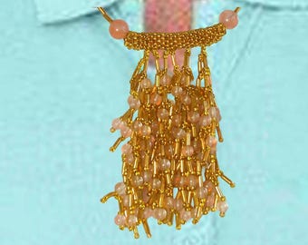 Gold Seed Beaded Bead Necklace. Bracelet, Earrings