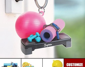 Personalized Workout Keychain, Gym Keychain, Fitness Keychain, Custom Name, Gym Accessory, Weightlifting Keyring, Crossfit Gift, Fitness