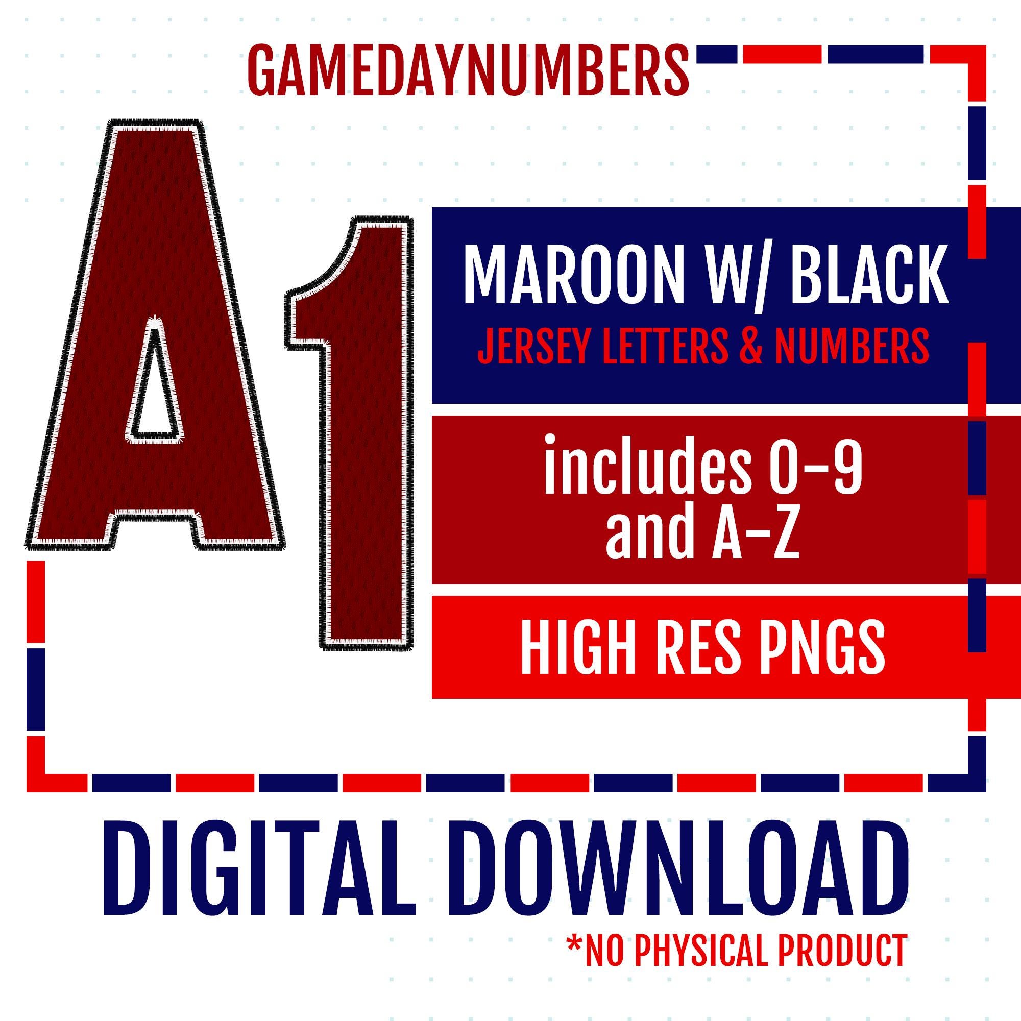 Maroon With Black Sports Jersey Letters and Numbers Transparent Pngs ...