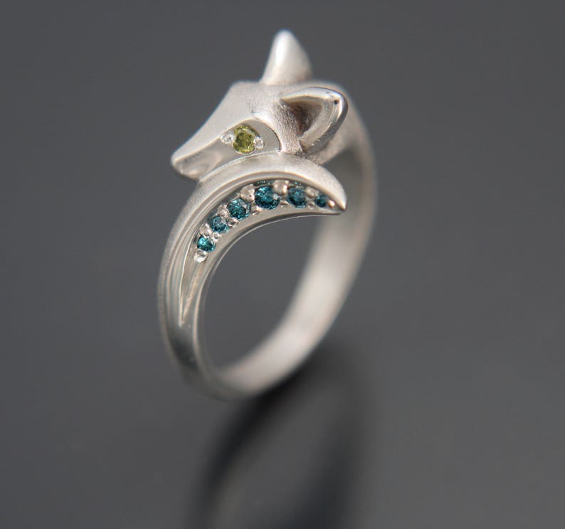 baby fox ring with diamond tail image 1