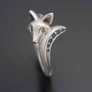 baby fox ring with diamond tail image 2