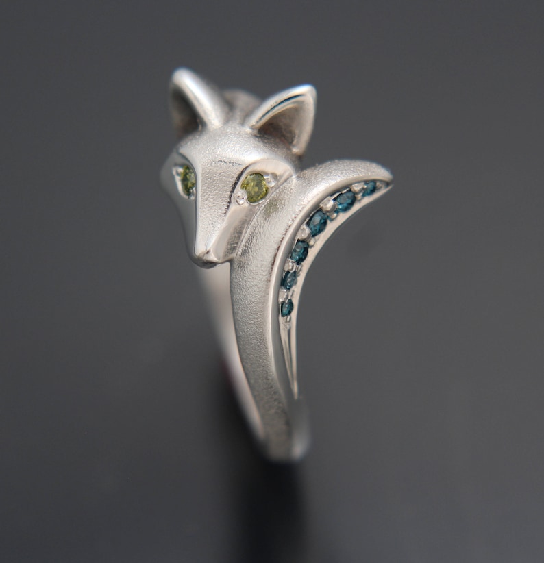 baby fox ring with diamond tail image 2