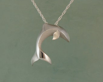 small silver dolphin pendant with chain