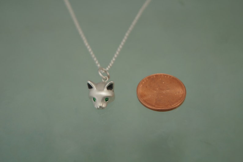 forest cat pendant in silver pick your eye color image 4