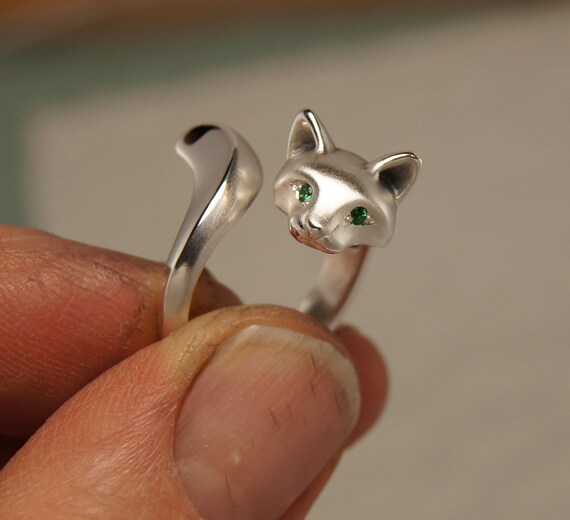 Forrest Katze Ring Silber. farbige Steine Augen satin / high | Etsy