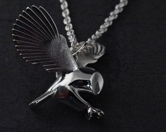 owl pendant  large , silver  with or without chain