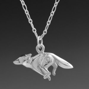 silver coyote pendant with chain