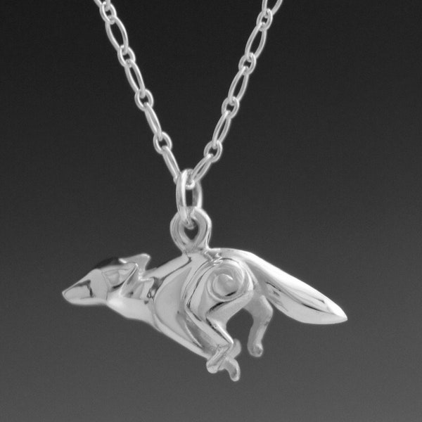 silver coyote pendant with chain