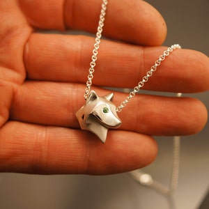 shaggy wolf silver pendant. pick your eye color image 4