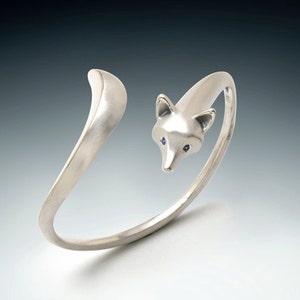 fox bracelet, DIAMOND EYES sterling silver. pick your COLOR image 4