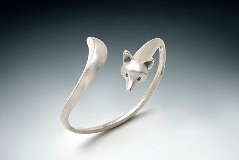 fox bracelet, DIAMOND EYES sterling silver. pick your COLOR image 4