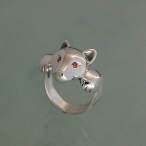 Leaping Puma Ring With Gemstone Eyes Pick Your Color - Etsy