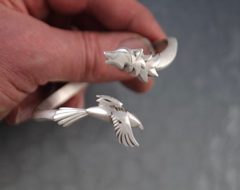 wolf and raven  bracelet ,silver