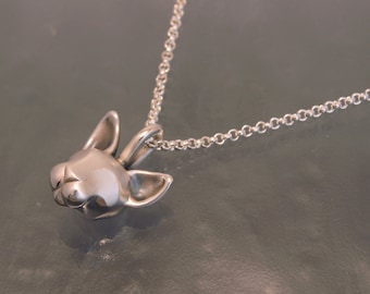 sphynx cat pendant with sterling  2.3 mm silver chain