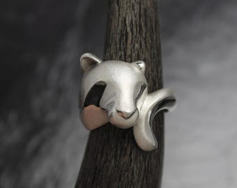 cheetah ring . sterling silver