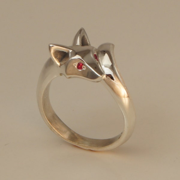 Baby Fuchs Ring.  Silber, wähle deine Augenfarbe