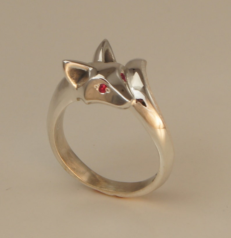 Bague de bébé renard. Argent, choisissez la couleur de vos yeux image 1