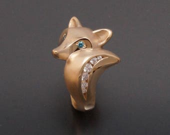 14 k fox ring with diamonds