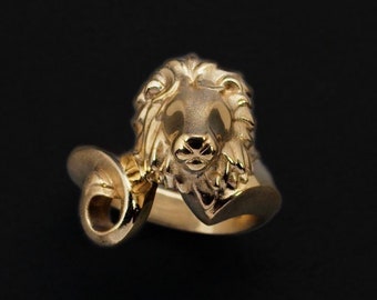 safari lion ring, bronze or gold