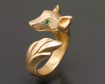 Shaggy wolf,  bronze ,  colored stone eyes