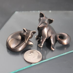 fox  kits  sculpture .    limited edition, bronze