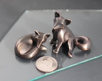 fox  kits  sculpture .    limited edition, bronze