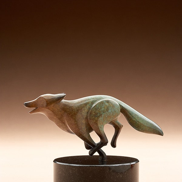 bronze fox, rust / turquois patina limited edition