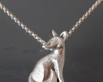 furred silver fox  pendant