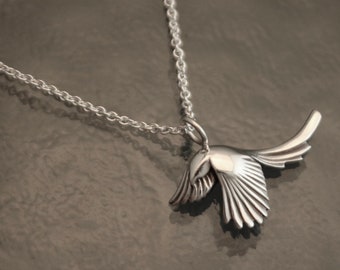 Magpie pendant, charm, or pendant, silver