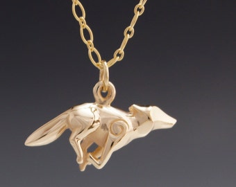 14 k coyote pendant