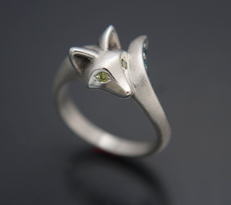 baby fox ring with diamond tail image 3