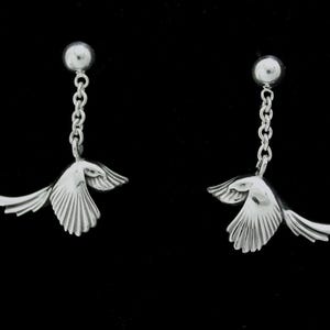magpie earrings, silver