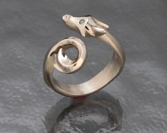 dragon ring , feathertail.  sterling silver