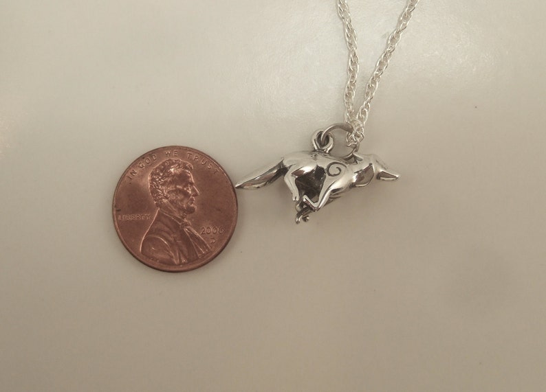 silver coyote pendant with chain image 3