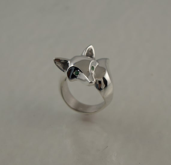 Fox Ring Silver High Polish Colored Stone Eyes Etsy Singapore