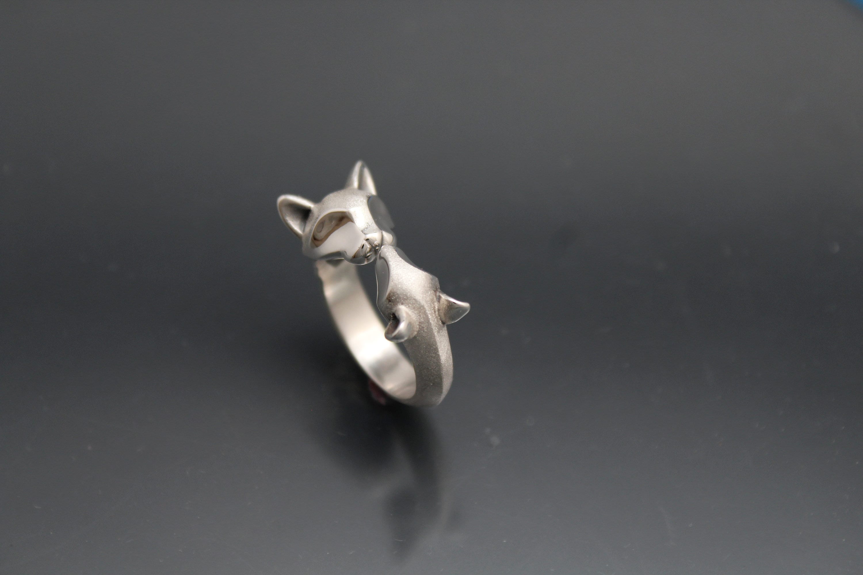 猫とネズミのリング、シルバー - Etsy 日本