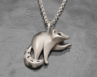 Raccoon pendant , silver