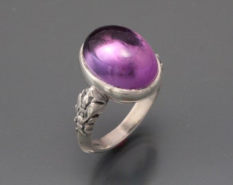 bee ring . amethyst 31 ct  ,silver