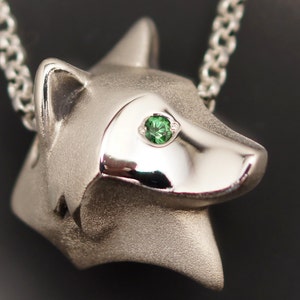 shaggy wolf silver pendant. pick your eye color image 2