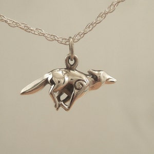silver coyote pendant with chain image 2