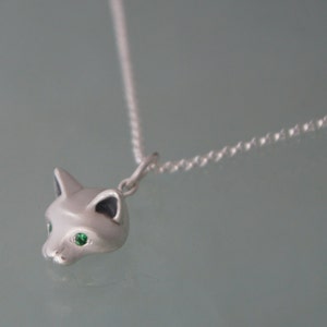 forest cat pendant in silver pick your eye color image 3